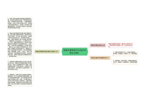 转账支票是否可以挂失并停止付款？