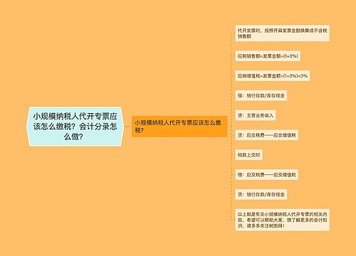 小规模纳税人代开专票应该怎么缴税？会计分录怎么做？思维导图