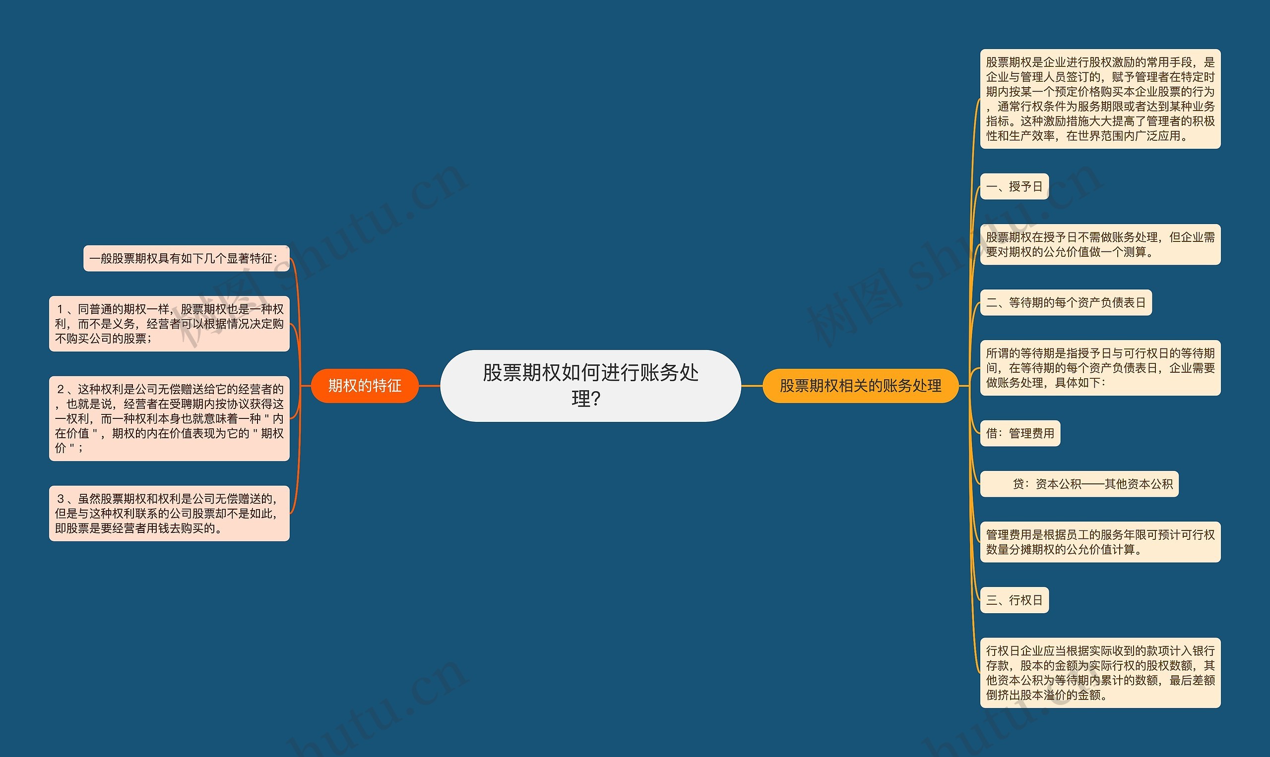 股票期权如何进行账务处理？思维导图