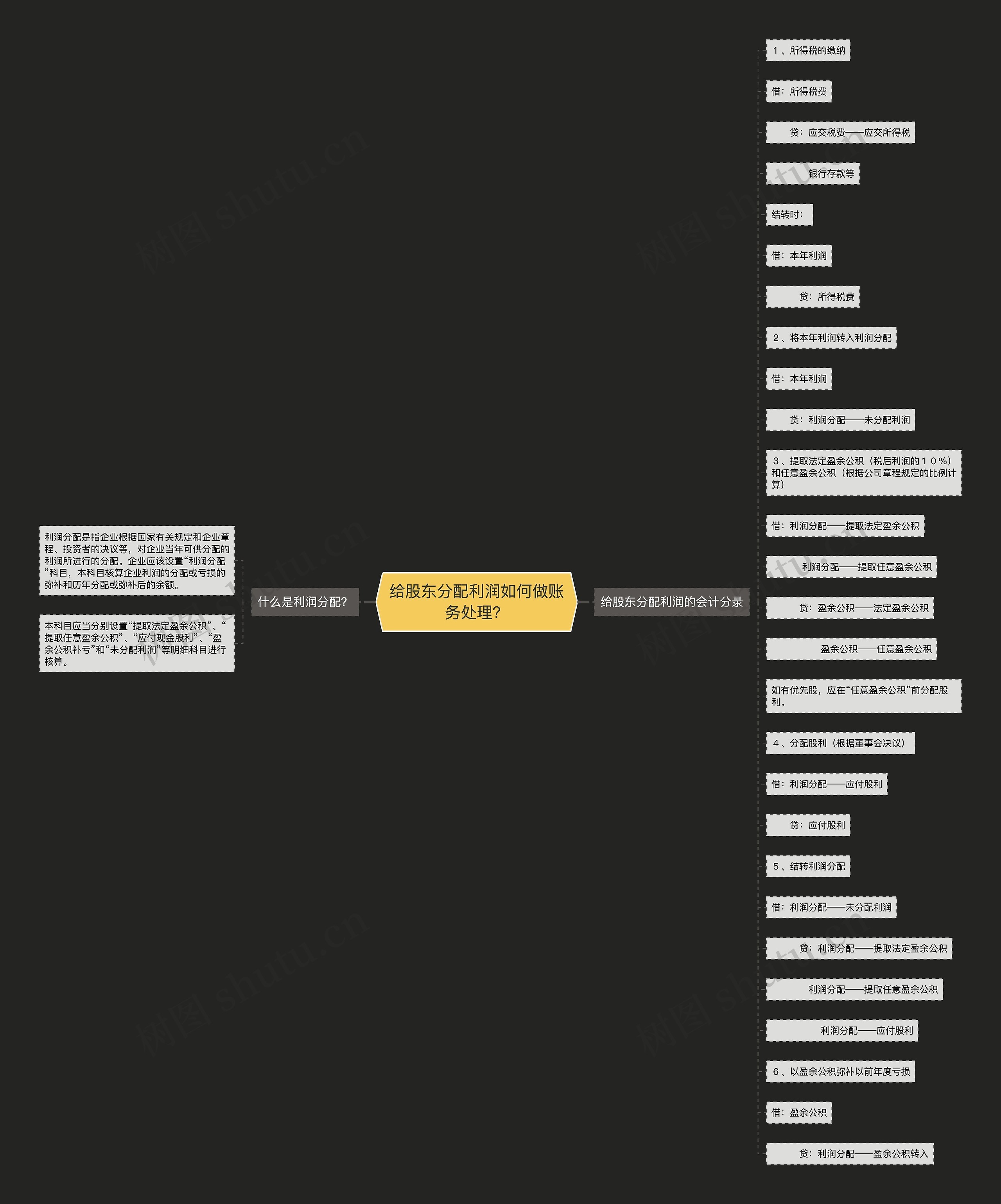 给股东分配利润如何做账务处理？思维导图