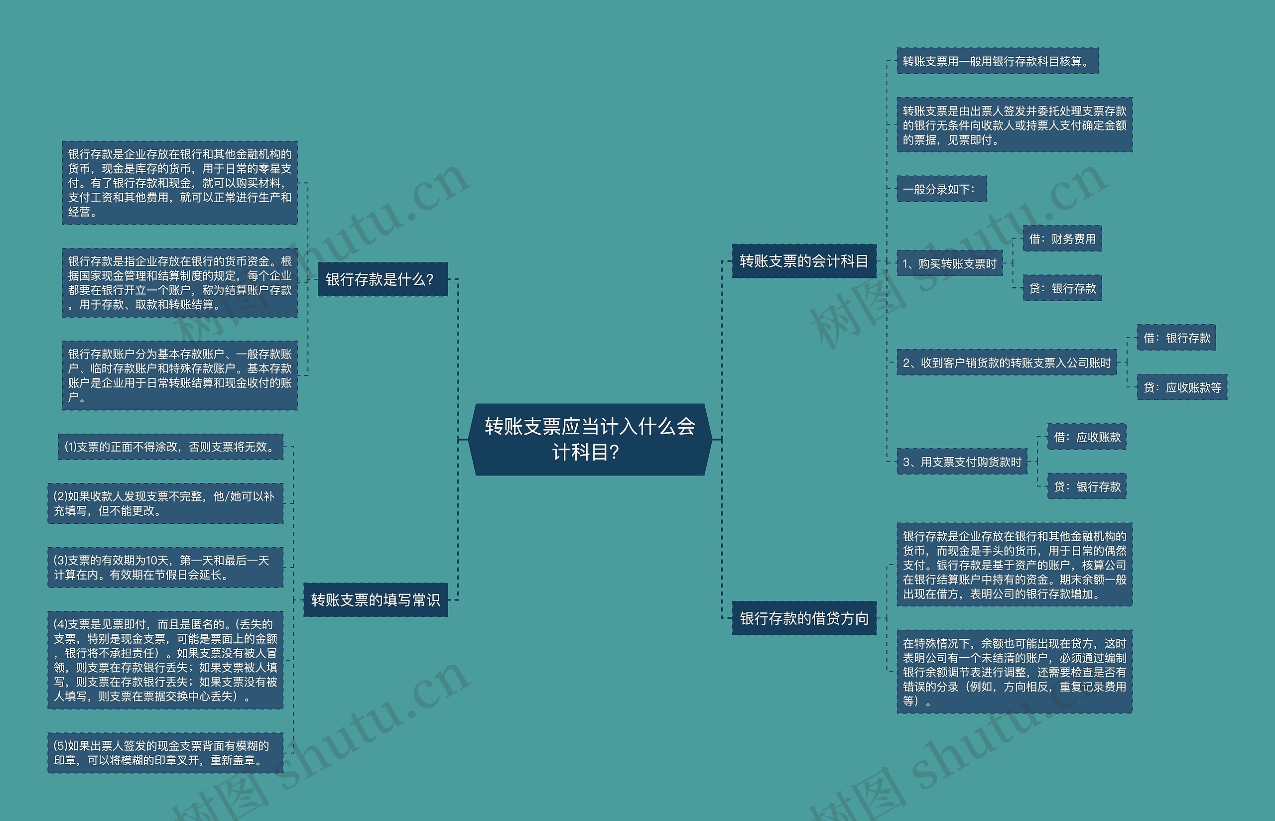 转账支票应当计入什么会计科目？