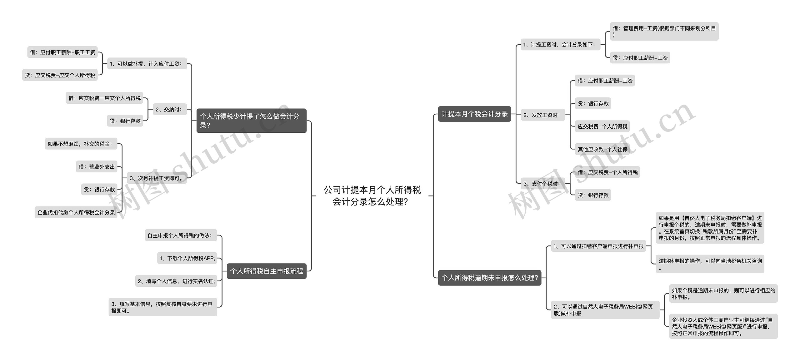 公司计提本月个人所得税会计分录怎么处理？思维导图