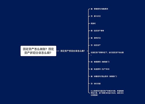 固定资产怎么做账？固定资产折旧分录怎么做？