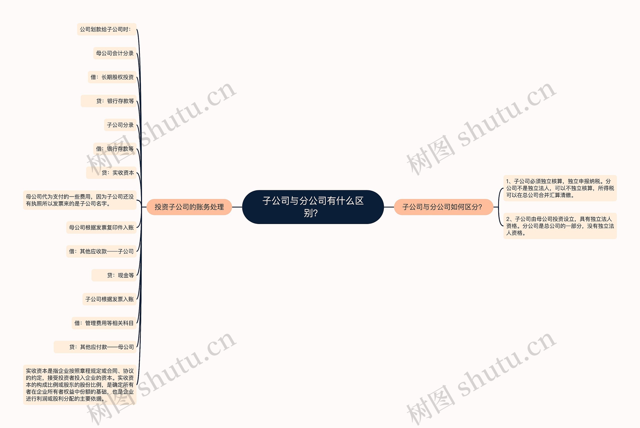 子公司与分公司有什么区别？思维导图