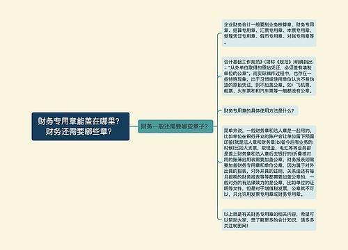 财务专用章能盖在哪里？财务还需要哪些章？