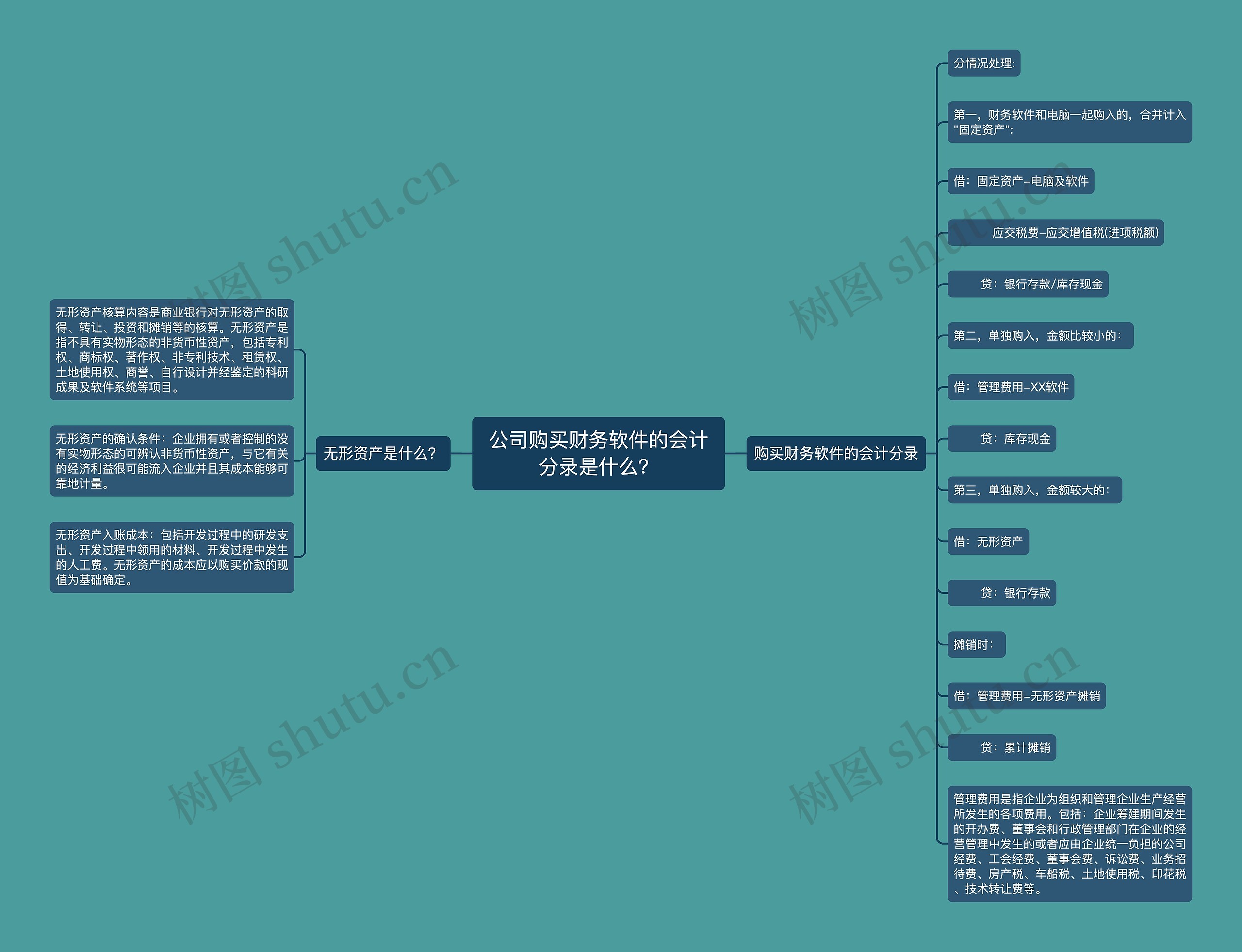 公司购买财务软件的会计分录是什么？思维导图