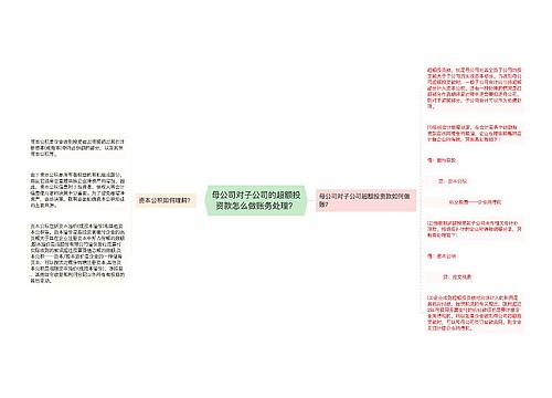 母公司对子公司的超额投资款怎么做账务处理？