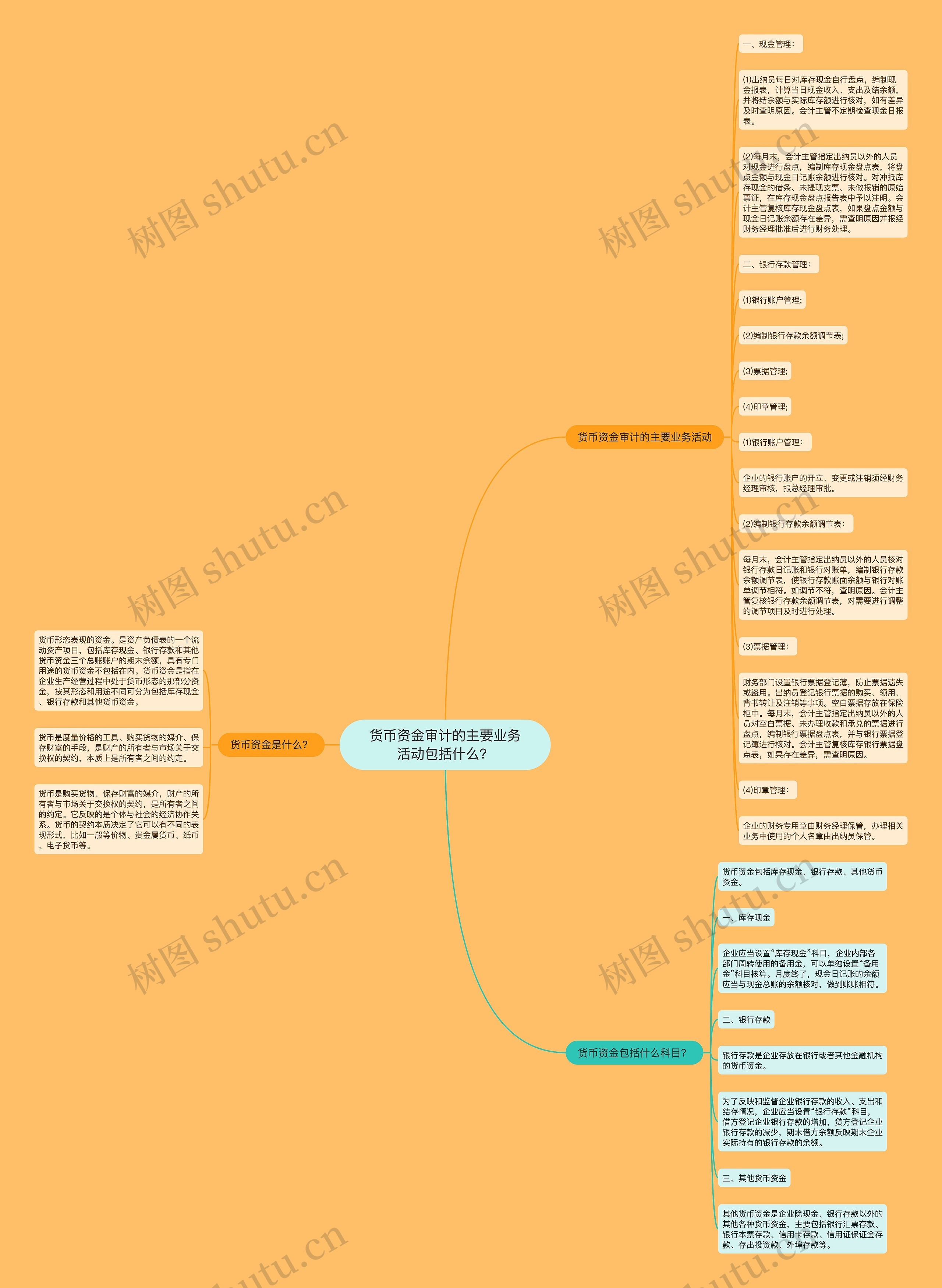 货币资金审计的主要业务活动包括什么？思维导图