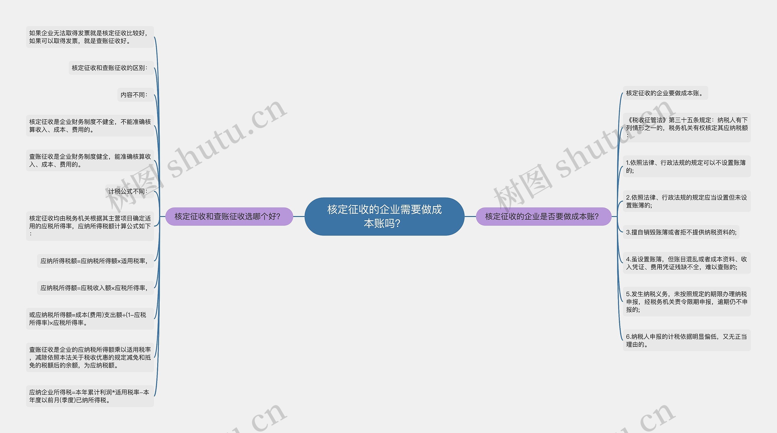 核定征收的企业需要做成本账吗？思维导图