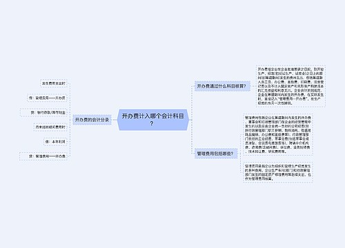 开办费计入哪个会计科目？