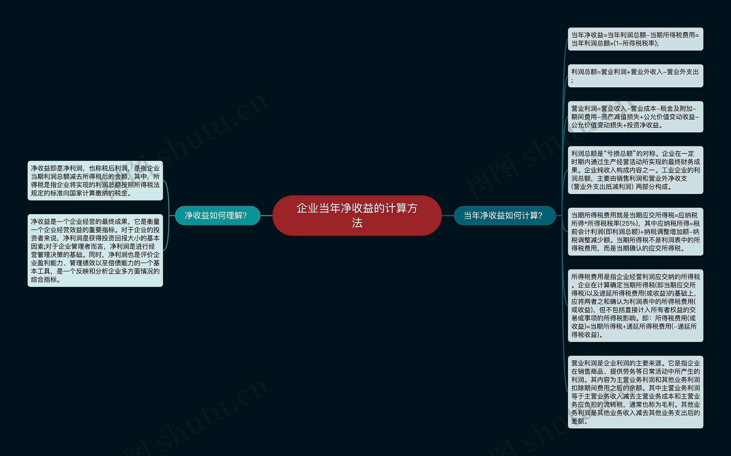 企业当年净收益的计算方法思维导图
