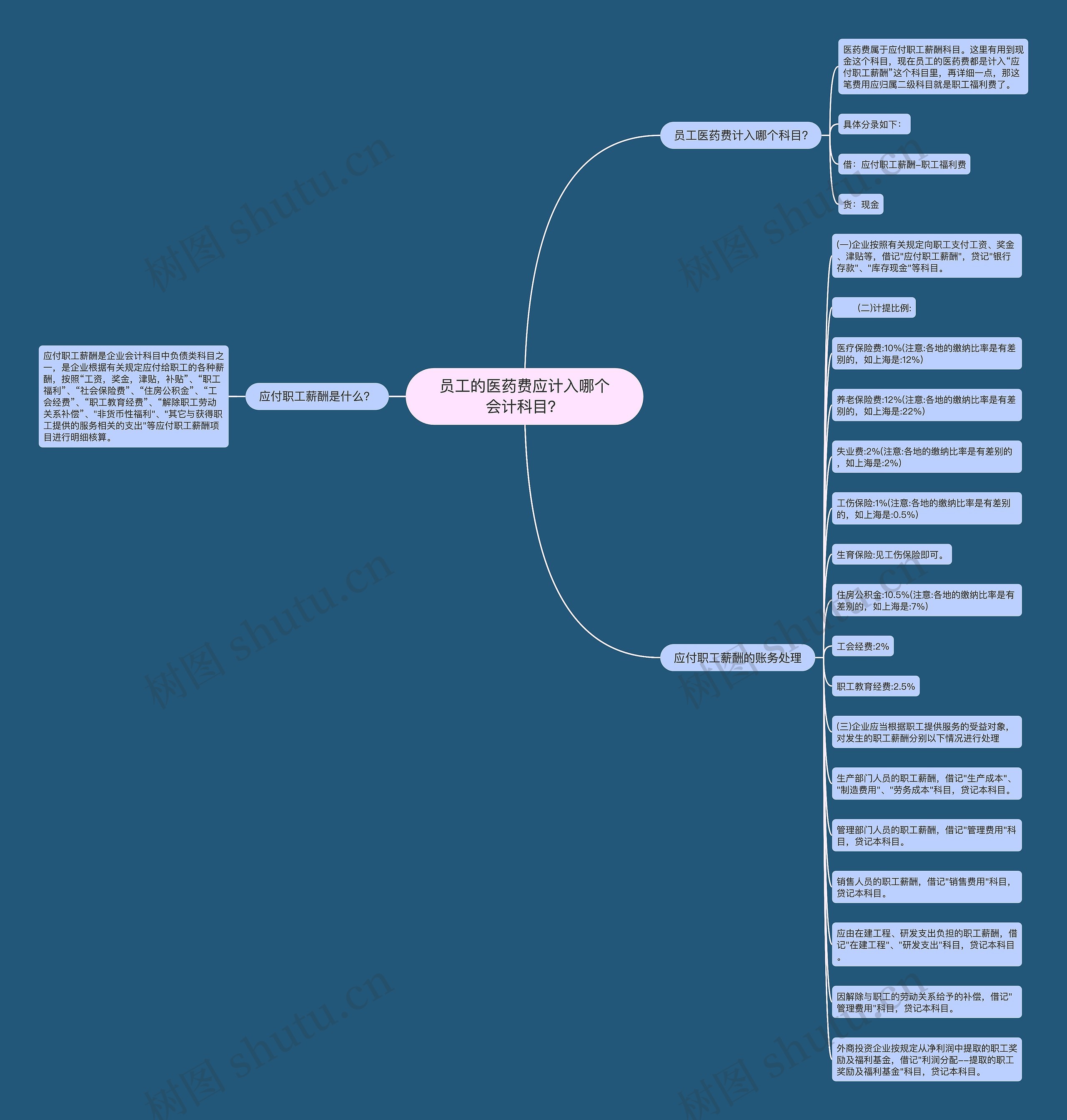 员工的医药费应计入哪个会计科目？思维导图