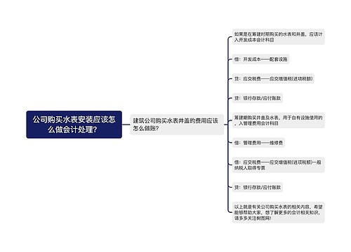 公司购买水表安装应该怎么做会计处理？