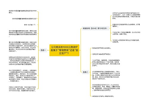 公司购买的1000元微波炉是属于“管理费用”还是“固定资产”？