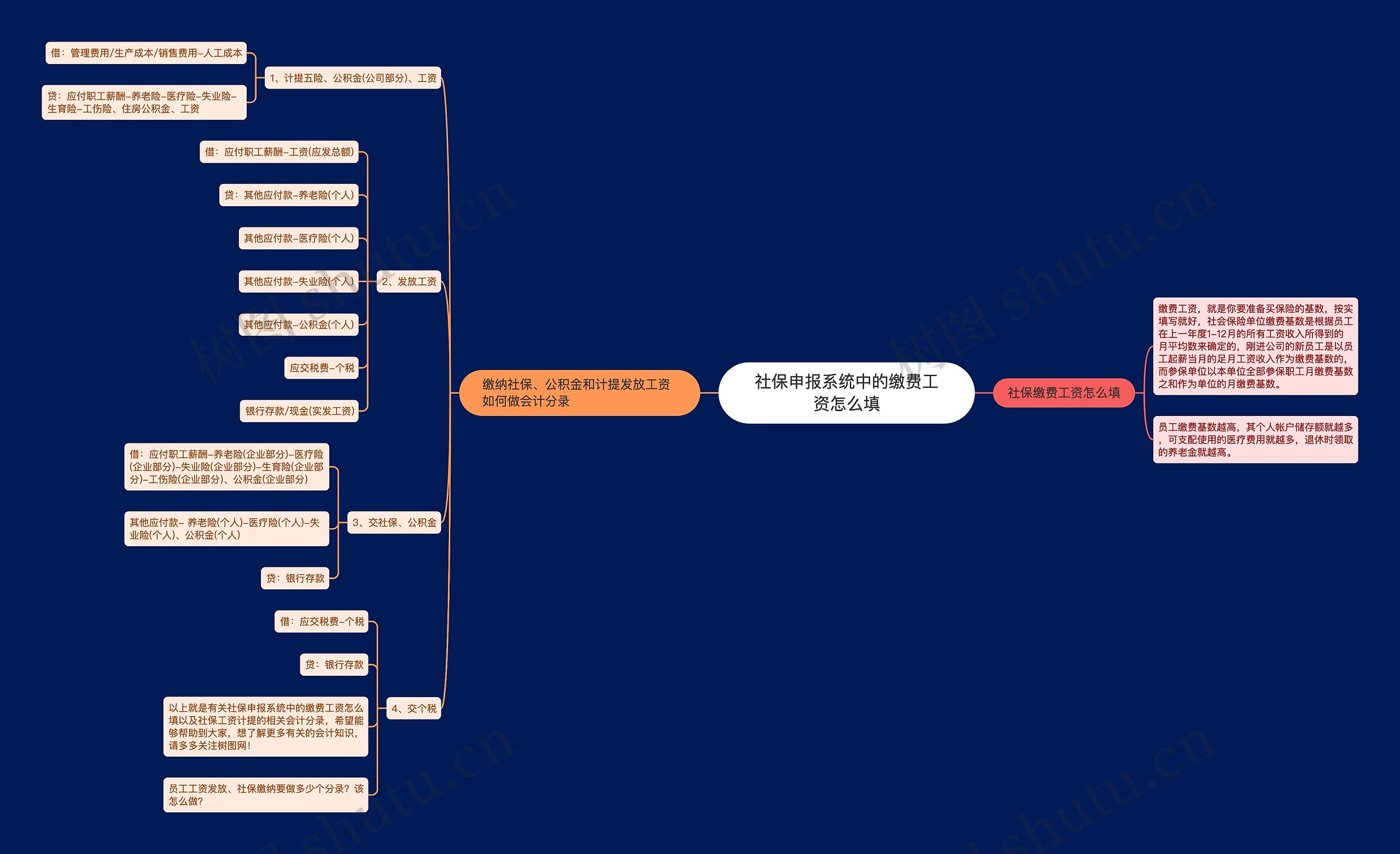 社保申报系统中的缴费工资怎么填思维导图