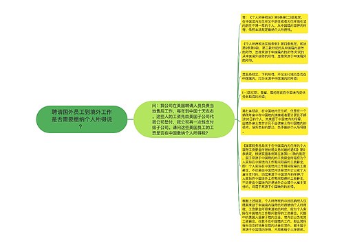 聘请国外员工到境外工作是否需要缴纳个人所得说？