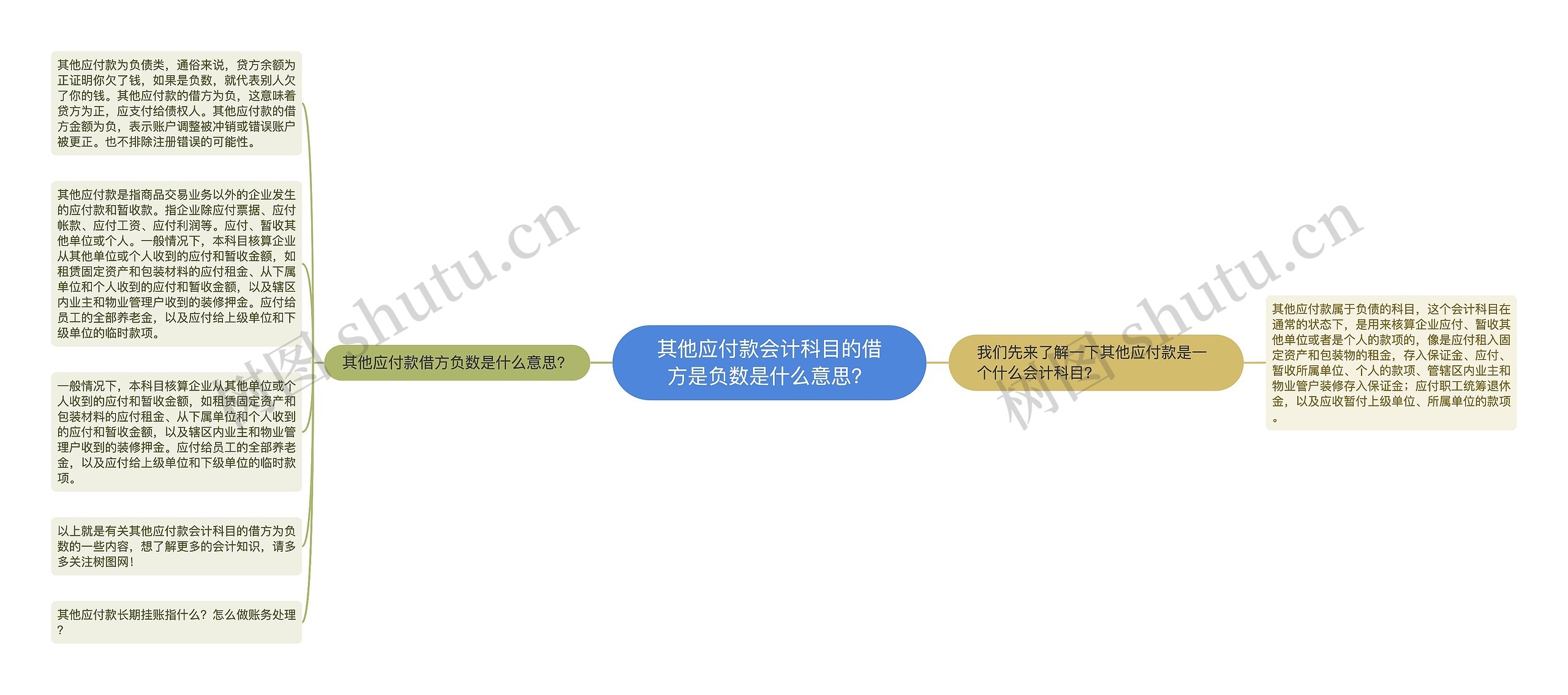 其他应付款会计科目的借方是负数是什么意思？思维导图