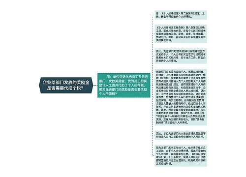 企业给部门发放的奖励金是否需要代扣个税？