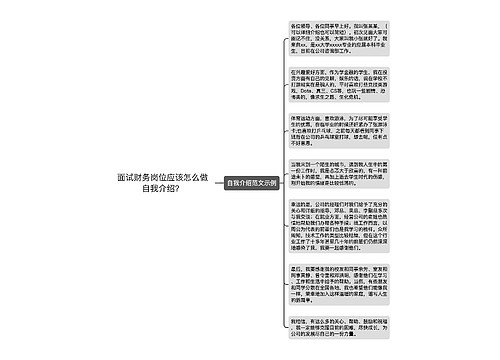 面试财务岗位应该怎么做自我介绍？