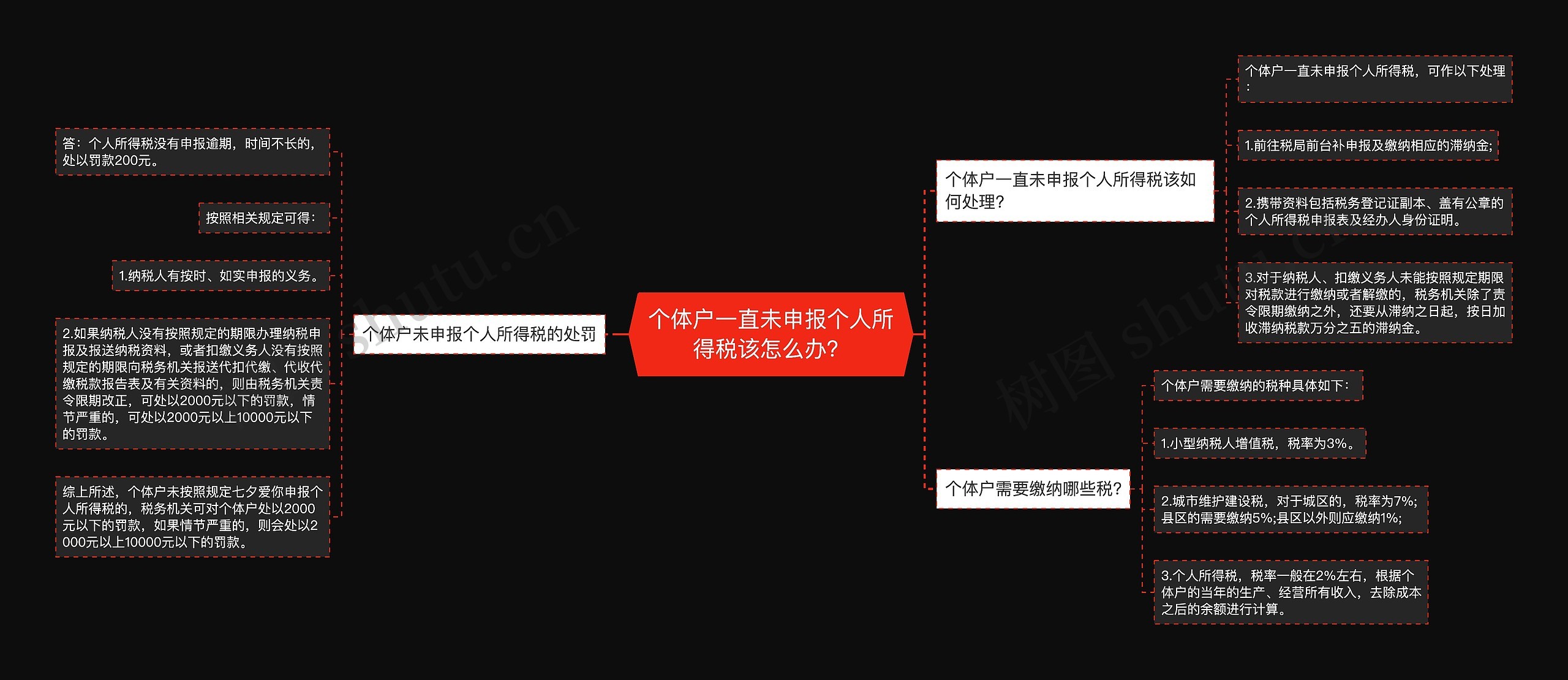 个体户一直未申报个人所得税该怎么办？思维导图