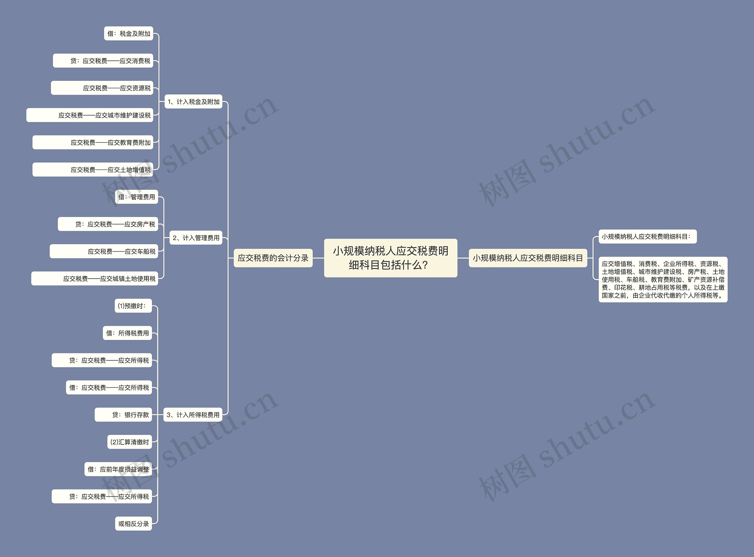 小规模纳税人应交税费明细科目包括什么？思维导图