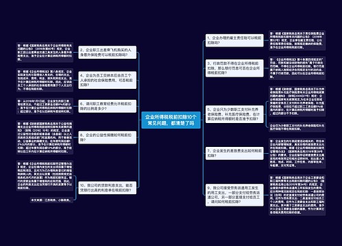 企业所得税税前扣除10个常见问题，都清楚了吗