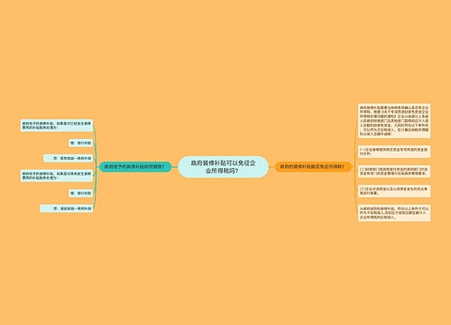 政府装修补贴可以免征企业所得税吗？