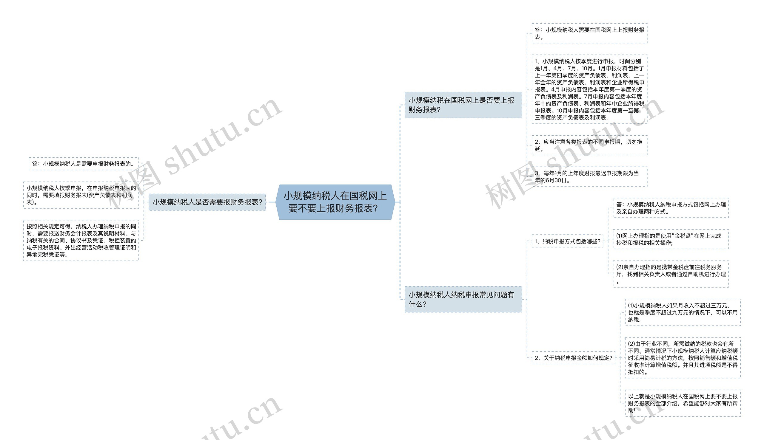 小规模纳税人在国税网上要不要上报财务报表？思维导图