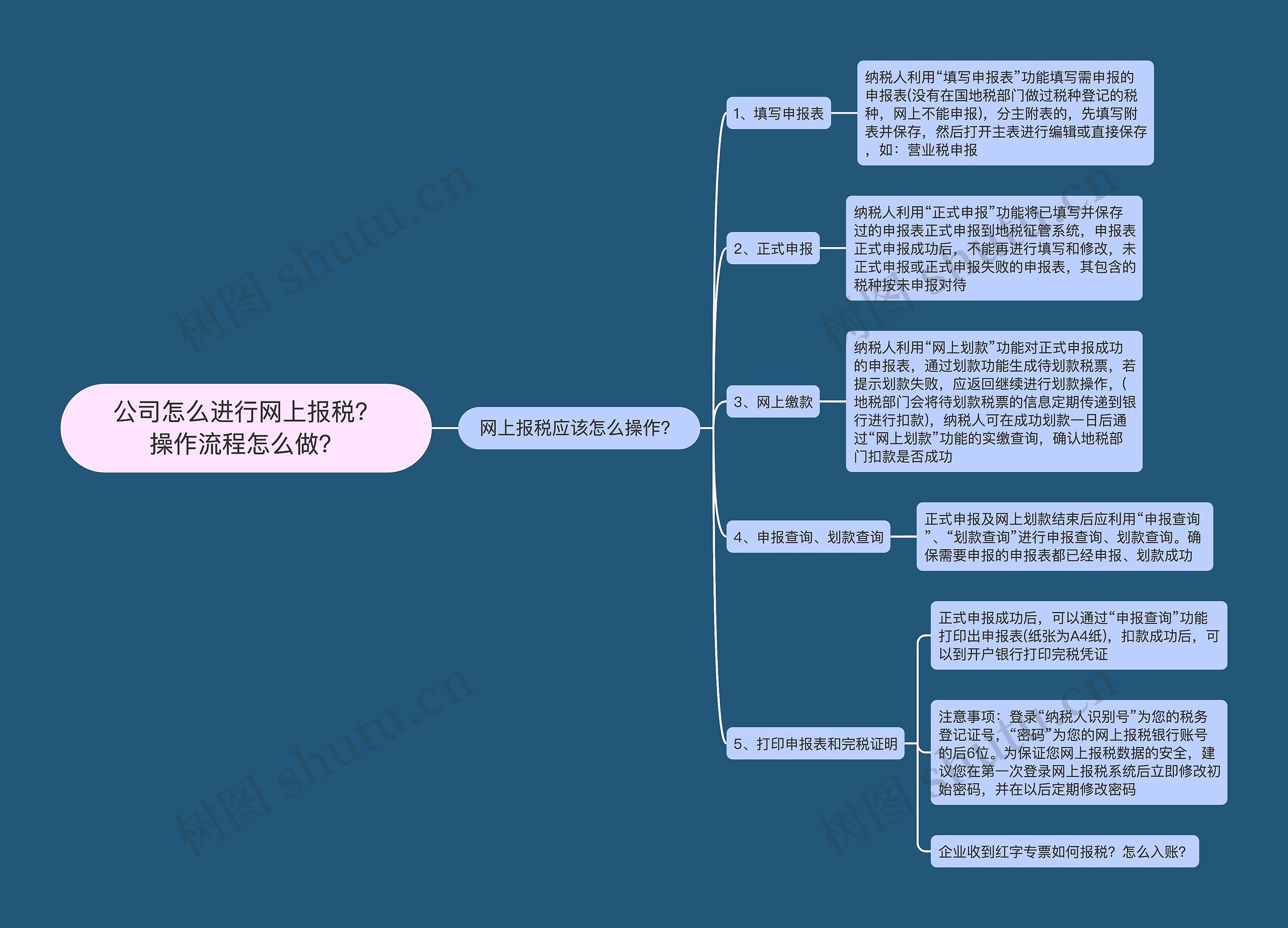 公司怎么进行网上报税？操作流程怎么做？思维导图