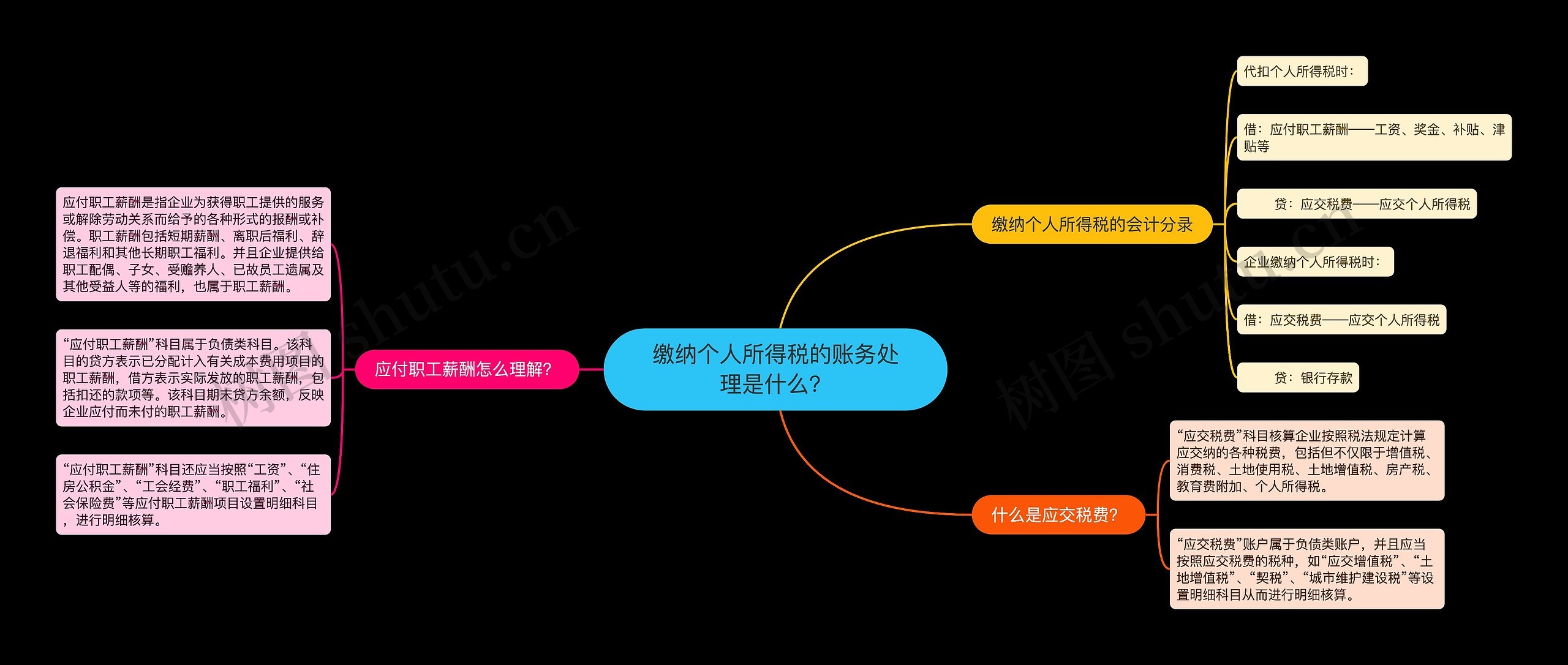 缴纳个人所得税的账务处理是什么？思维导图