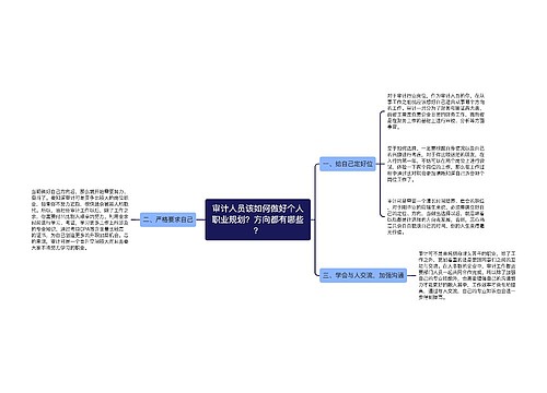 审计人员该如何做好个人职业规划？方向都有哪些？