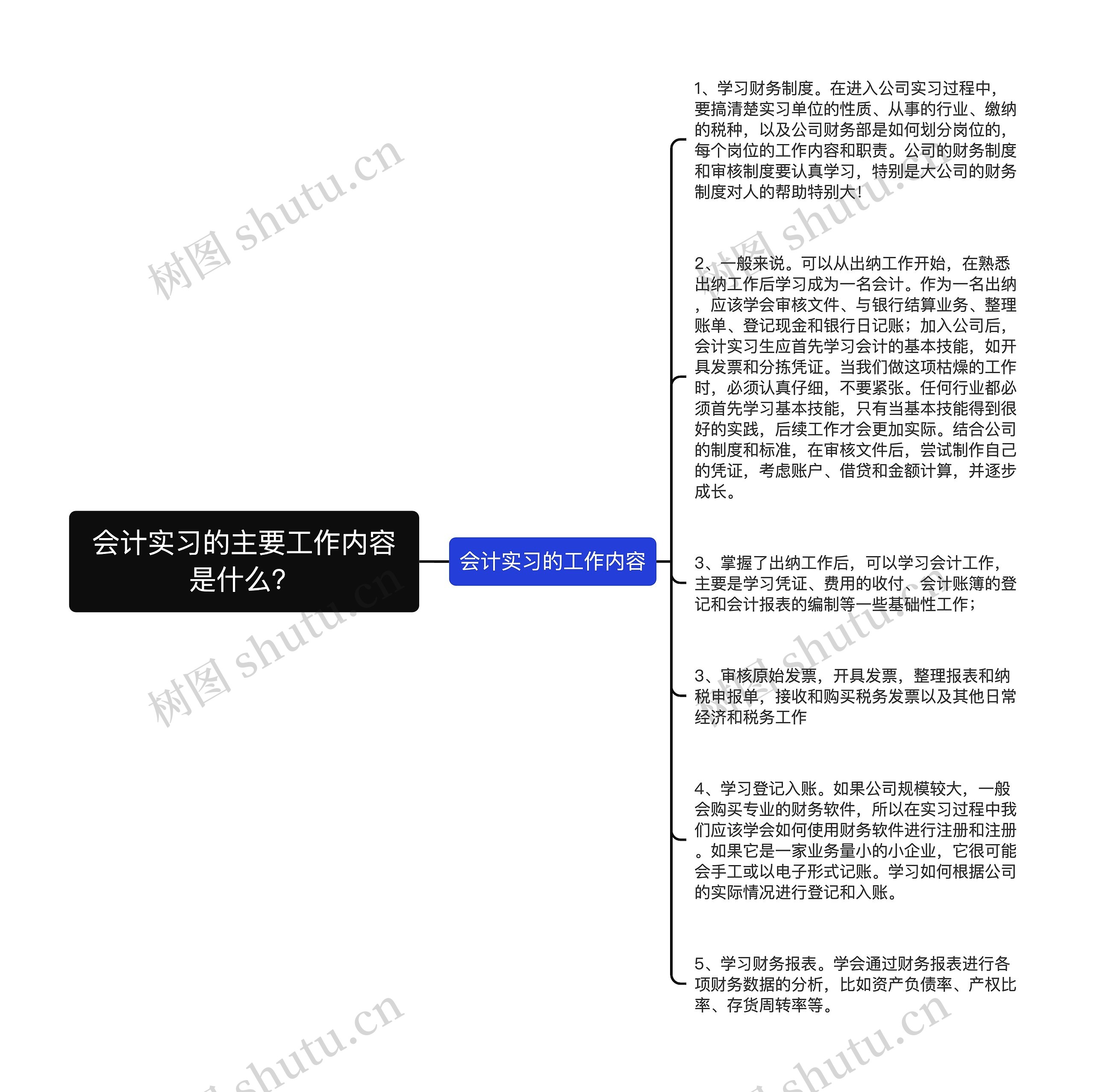 会计实习的主要工作内容是什么？思维导图