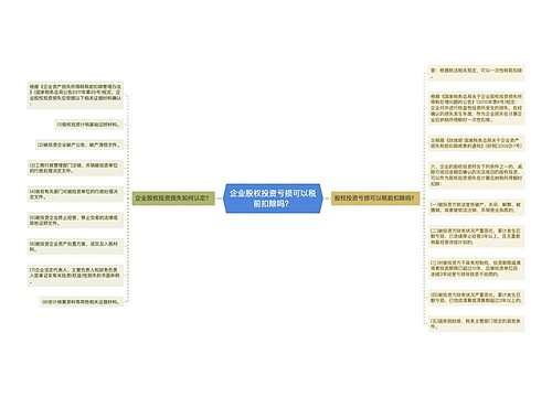 企业股权投资亏损可以税前扣除吗？
