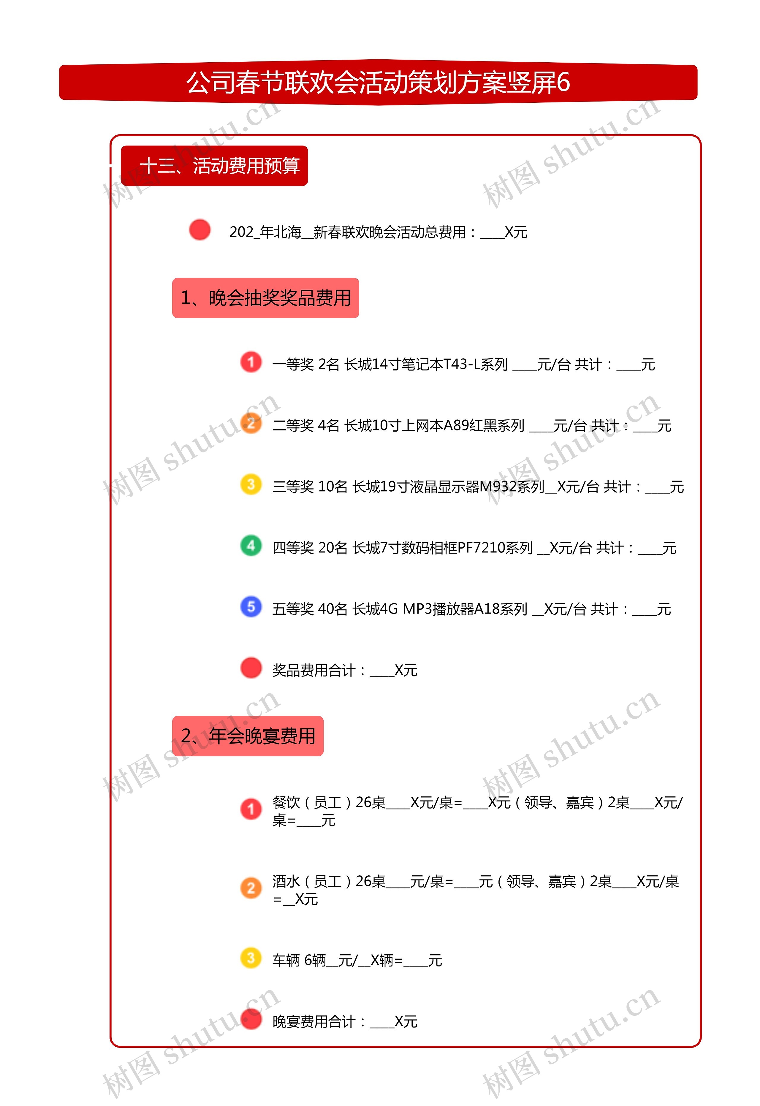 公司春节联欢会活动策划方案竖屏6思维导图