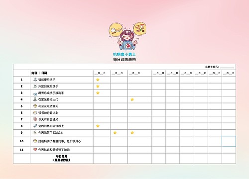 抗病毒小勇士
每日训练表格