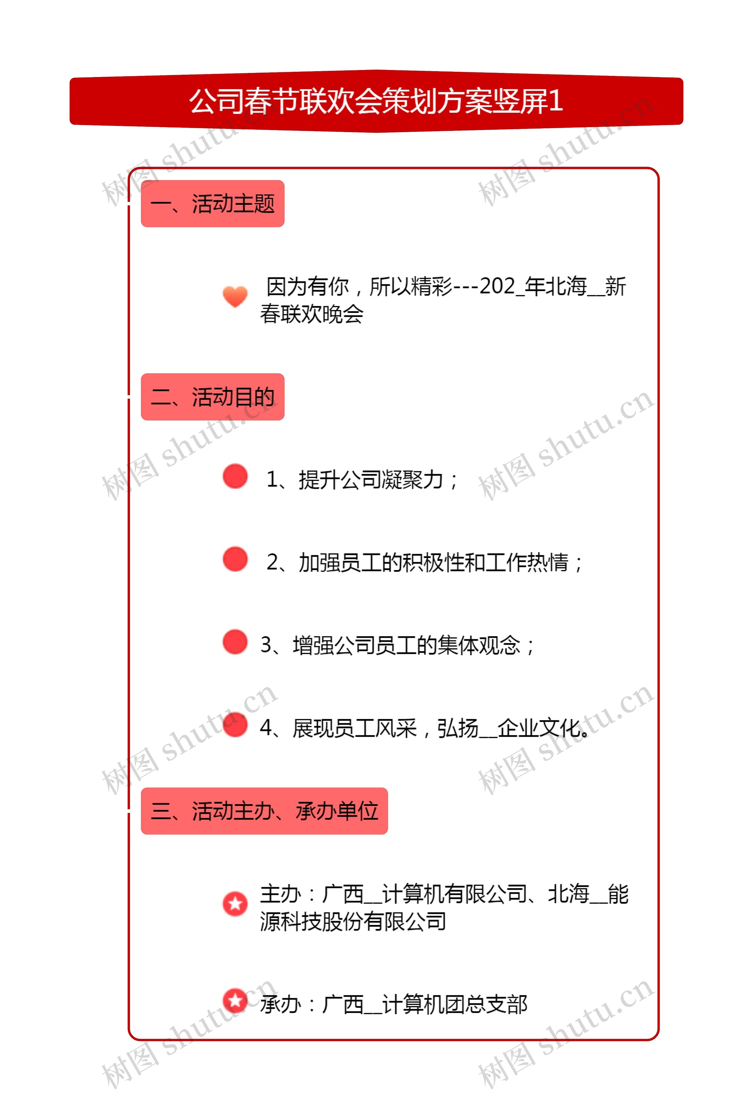 公司春节联欢会活动策划方案竖屏1思维导图