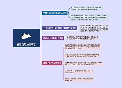 春运自驾注意事项的思维导图