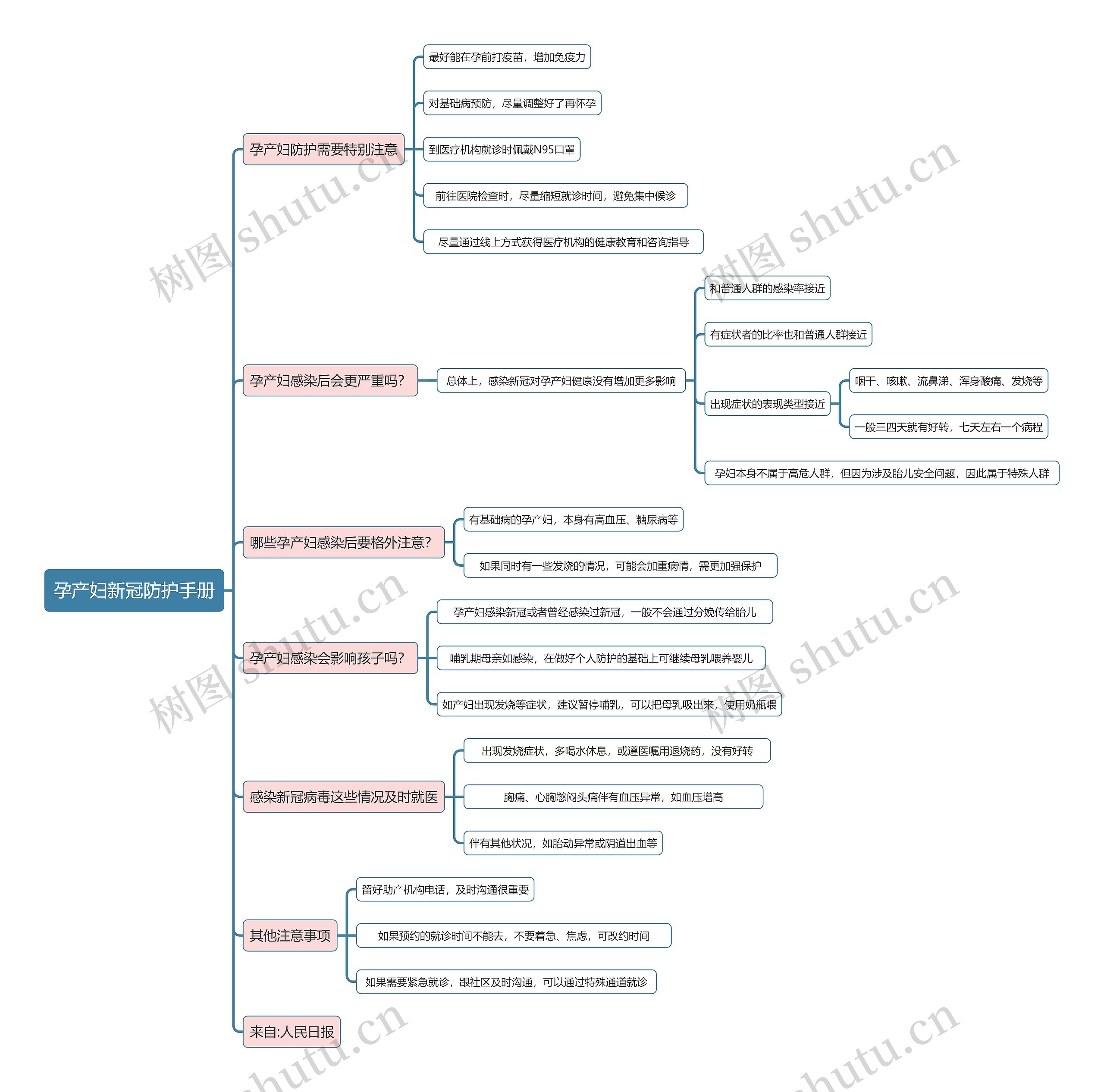 孕产妇新冠防护手册简图思维导图