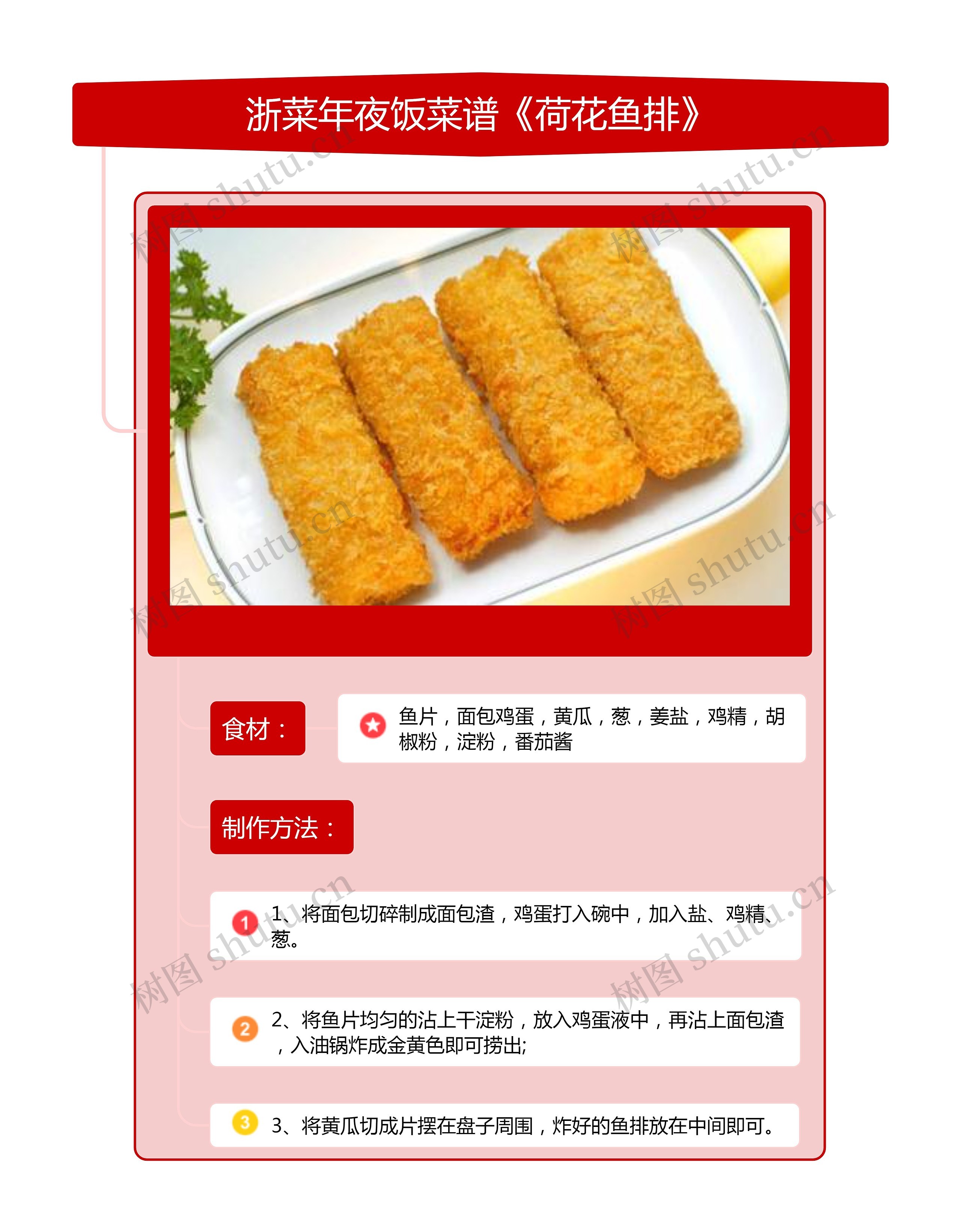 浙菜年夜饭菜谱《荷花鱼排》竖屏
