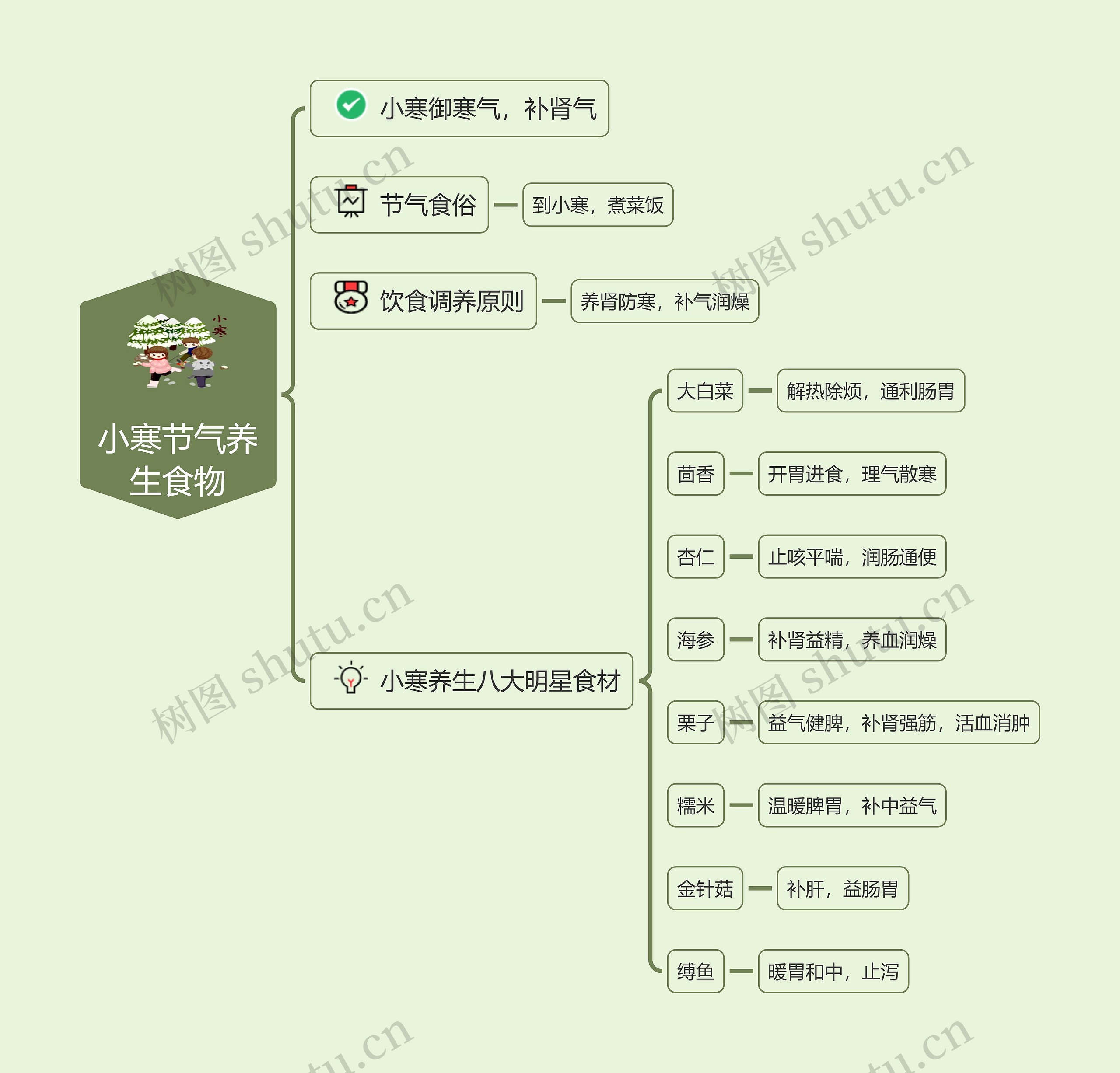 小寒节气养生食物思维导图