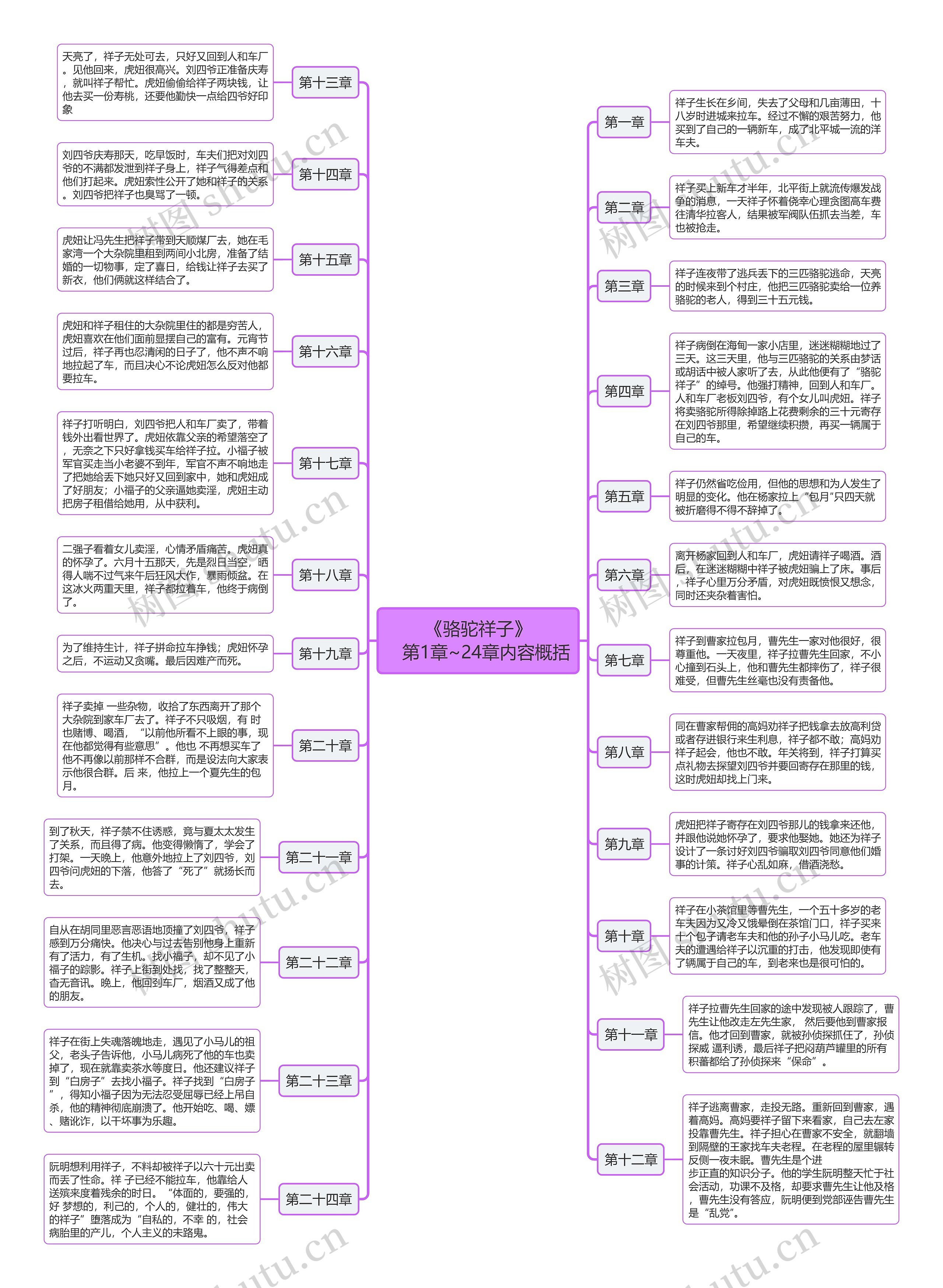 《骆驼祥子》
   第1章~24章内容概括思维导图