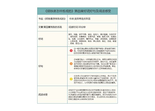 《钢铁是怎样炼成的》第四章好词好句及阅读感受