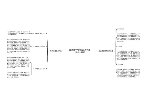 提高高中地理成绩的方法 有什么技巧