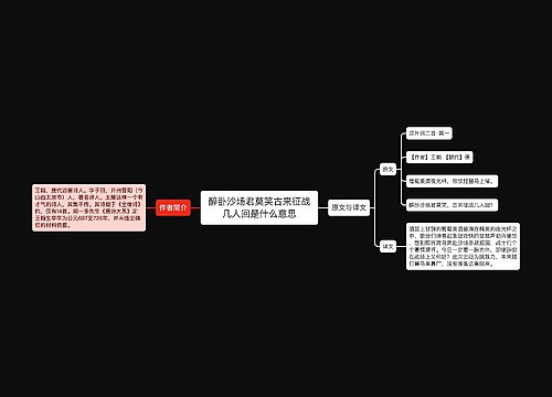 醉卧沙场君莫笑古来征战几人回是什么意思