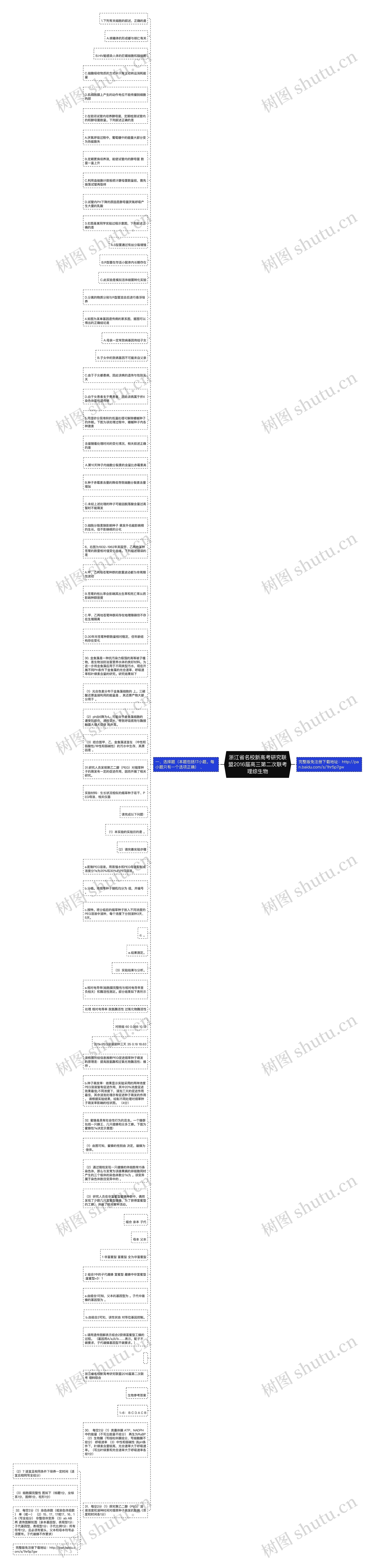 浙江省名校新高考研究联盟2016届高三第二次联考理综生物