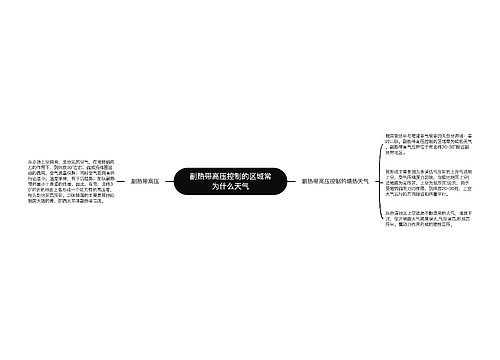 副热带高压控制的区域常为什么天气