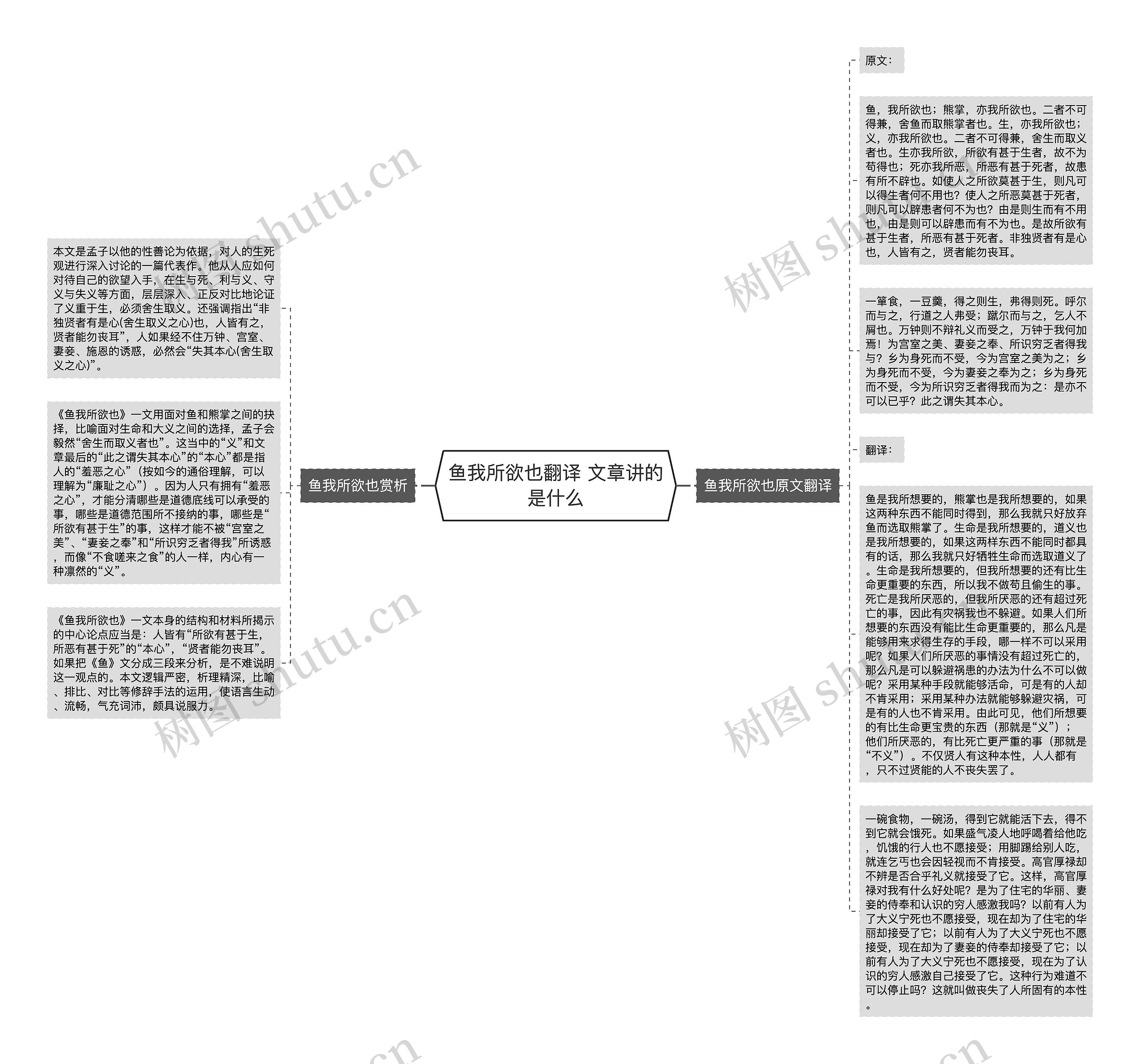 鱼我所欲也翻译 文章讲的是什么思维导图