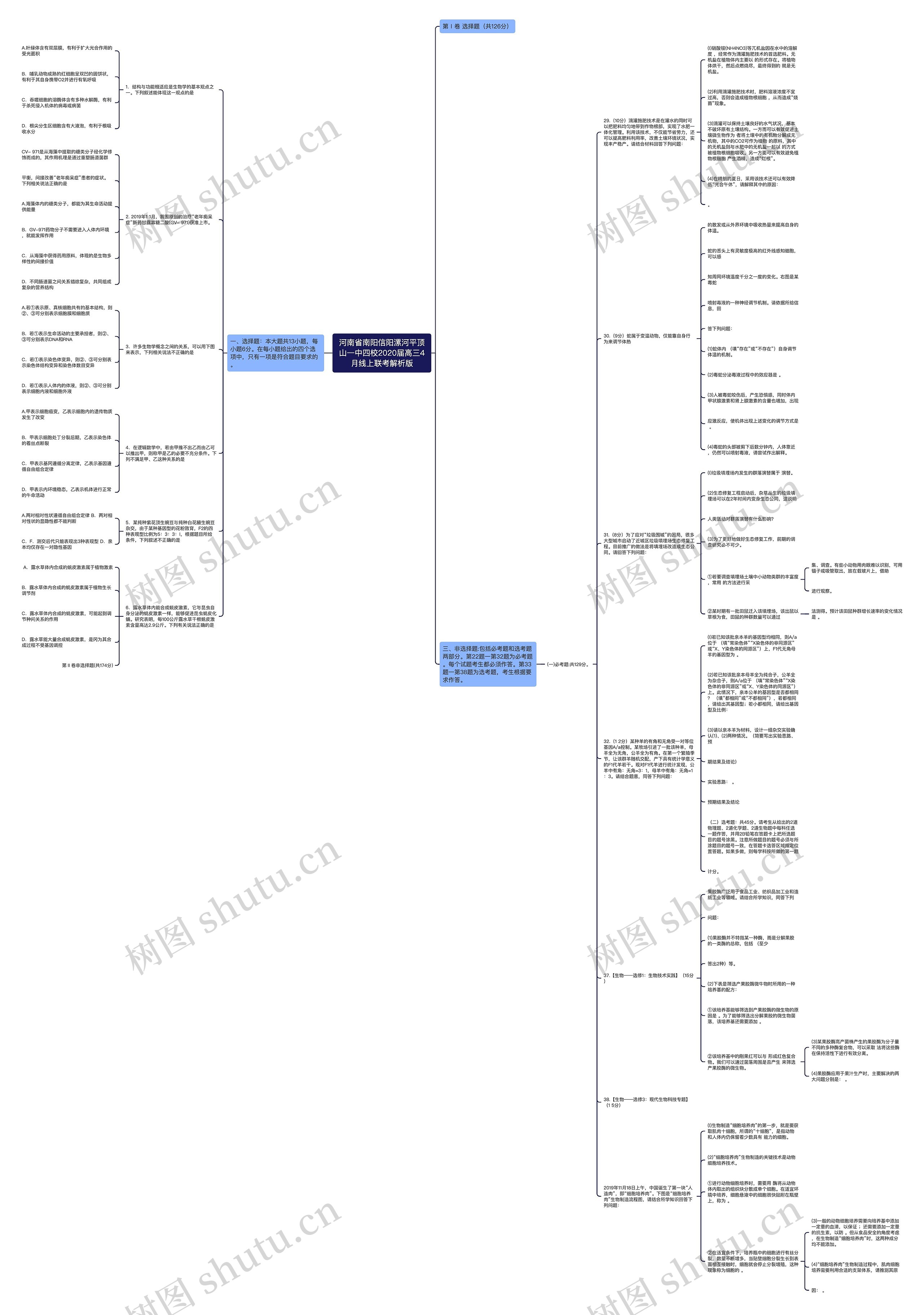 河南省南阳信阳漯河平顶山一中四校2020届高三4月线上联考解析版思维导图