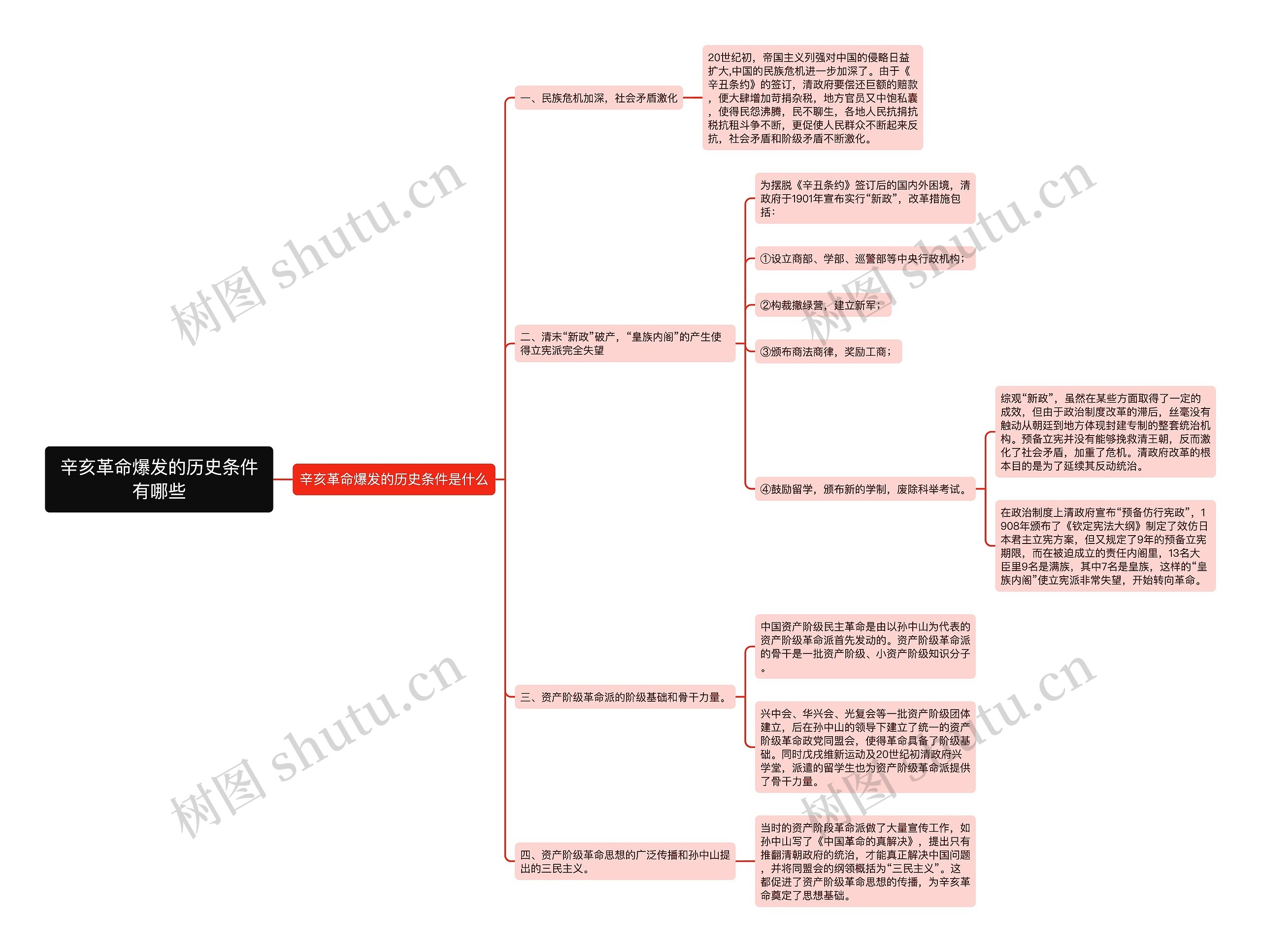 辛亥革命爆发的历史条件有哪些思维导图