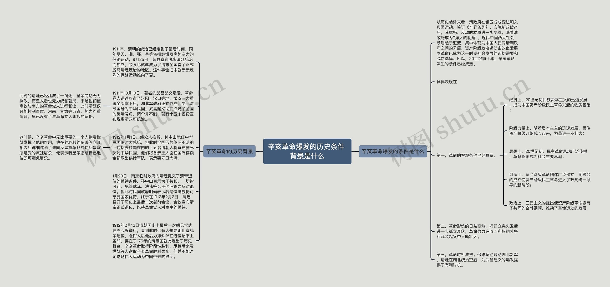 辛亥革命爆发的历史条件 背景是什么思维导图